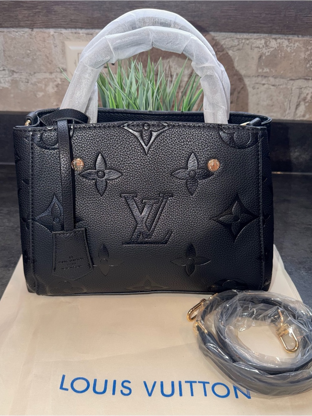 LV Black Embossed Handbag